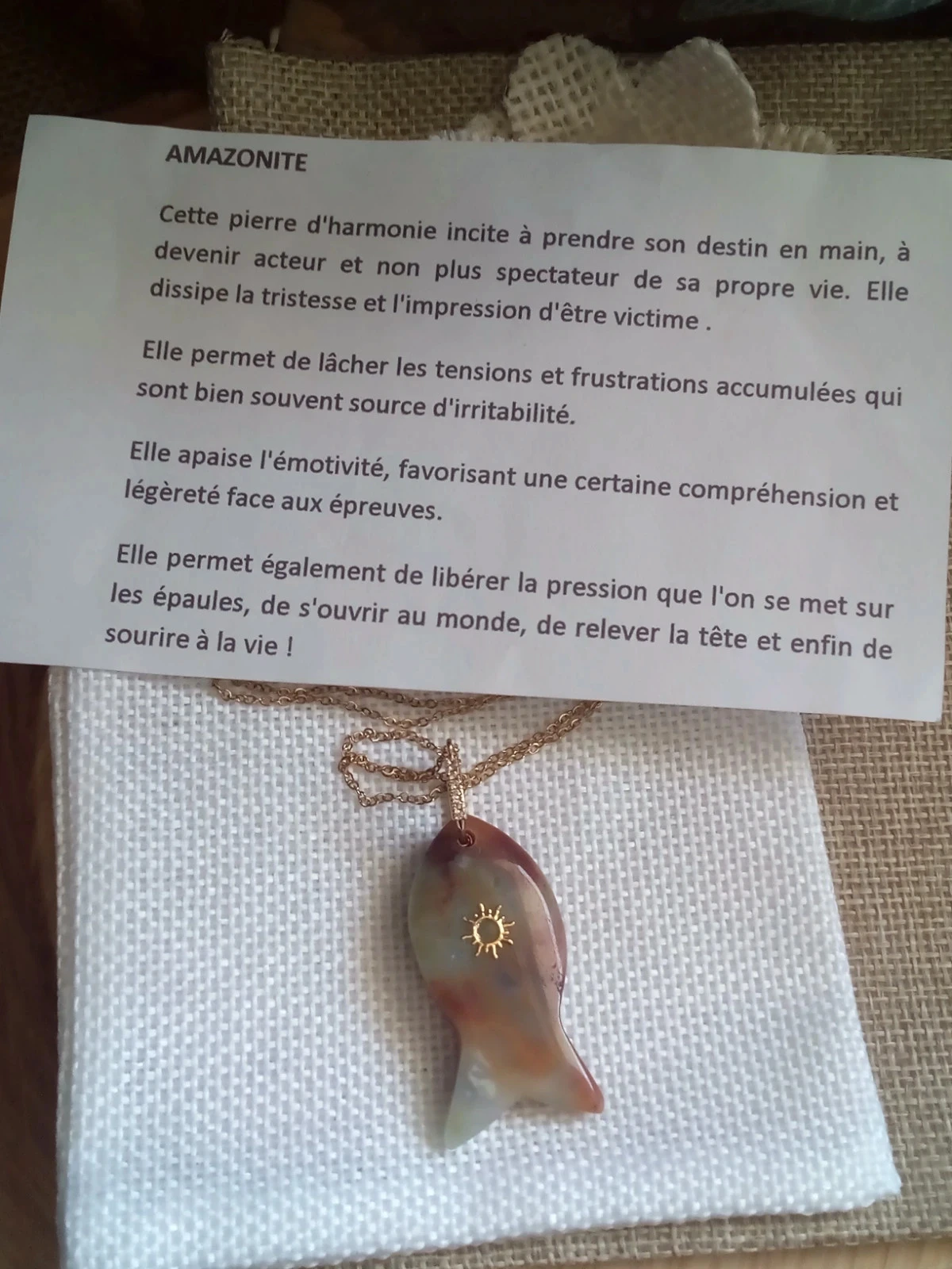 Collier réversible poisson pierre naturelle d'amazonite – photo 2